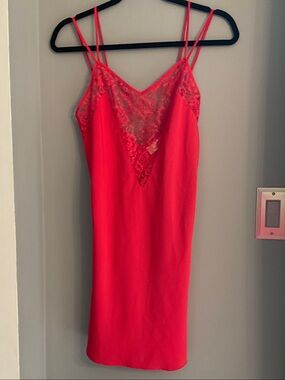 Victoria's Secret Red Lace-Trim Slip